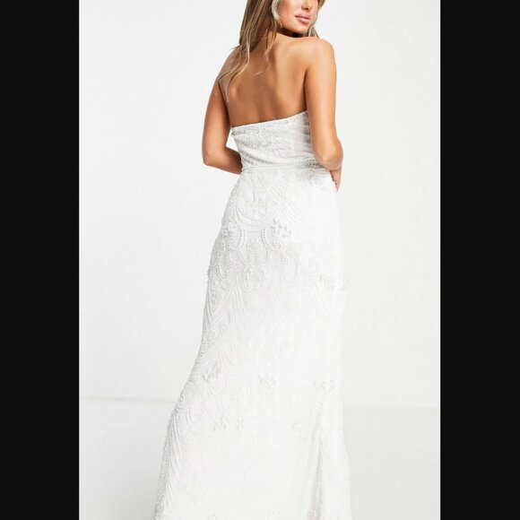 NWT - Lace & Beads Bridal Embellished Bandeau Maxi Dress - Size UK 10 / US Small - Picture 2 of 16